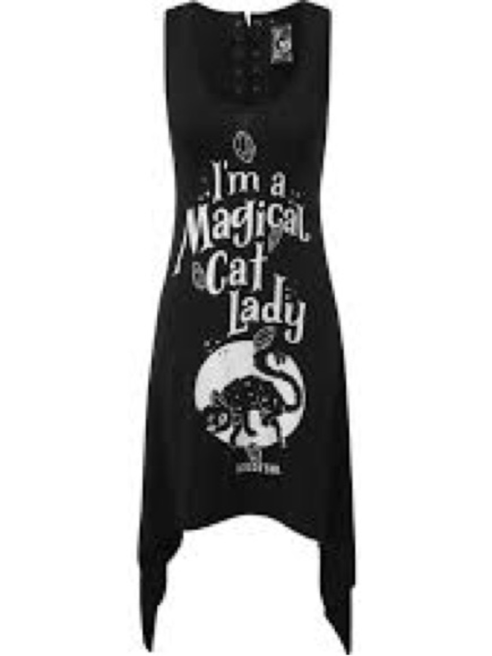 Rare Killstar Magical Cat Lady Lace Up Handkerchief Hem Sleeveless Dress NWT 3X